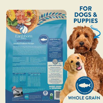 Show full view: Earthborn Holistic Unrefined Smoked Salmon with Ancient Grains & Superfoods Dry Dog Food, 4-lb bag slide 4 of 10