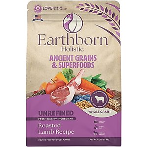 Earthborn Holistic Unrefined Roasted Lamb with Ancient Grains & Superfoods Dry Dog Food, 4-lb bag