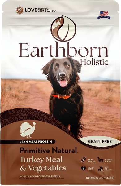 EARTHBORN HOLISTIC Primitive Natural Turkey Meal Vegetables Grain Free Dry Dog Food 25 lb bag Chewy