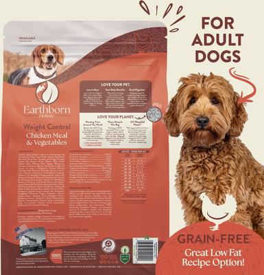 Show full view: Earthborn Holistic Weight Control Chicken Meal & Vegetables Grain-Free Dry Dog Food, 4-lb bag slide 4 of 10