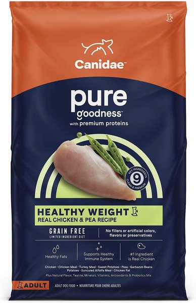 CANIDAE Grain-Free PURE Healthy Weight Limited Ingredient Chicken & Pea Recipe Dry Dog Food, 12-lb bag slide 1 of 9