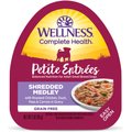 Wellness Petite Entrees Shredded Medley Chicken & Duck Small Breed Natural Wet Dog Food, 3-oz cup, 12 count