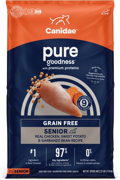 CANIDAE Pure Goodness Senior Chicken, Sweet Potato & Garbanzo Bean Recipe Dry Dog Food, 22-lb bag slide 1 of 9