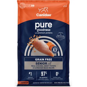 CANIDAE Grain-Free PURE Senior Limited Ingredient Chicken, Sweet Potato & Garbanzo Bean Recipe Dry Dog Food, 22-lb bag