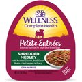 Wellness Petite Entrees Shredded Medley Chicken & Beef Small Breed Natural Wet Dog Food, 3-oz cup, 12 count