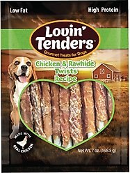 Lovin'Tenders Chicken & Rawhide Twists Recipe Dog Jerky Treat, 7-oz bag