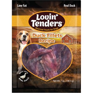 Lovin'Tenders Duck Fillet Recipe Dog jerky Treat, 7-oz bag