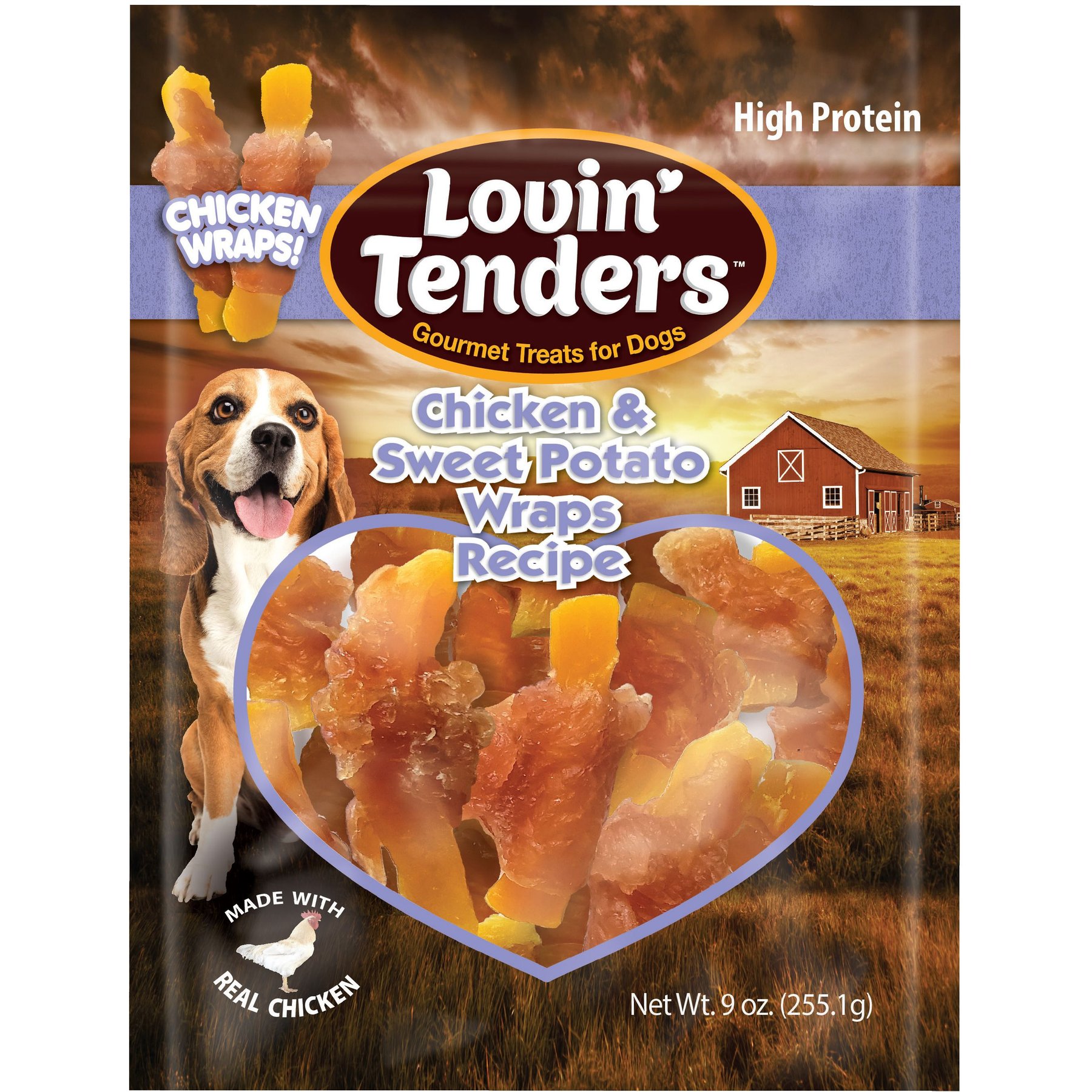 LOVIN'TENDERS Chicken & Sweet Potato Wraps Recipe Dog Jerky Treat, 8oz