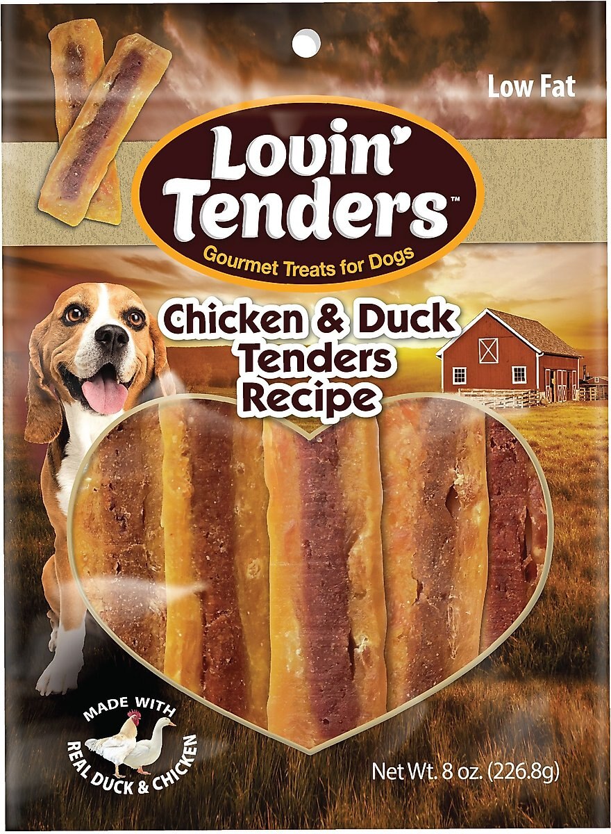 LOVIN'TENDERS Chicken & Duck Tenders Recipe Dog Jerky Treat, 8oz bag