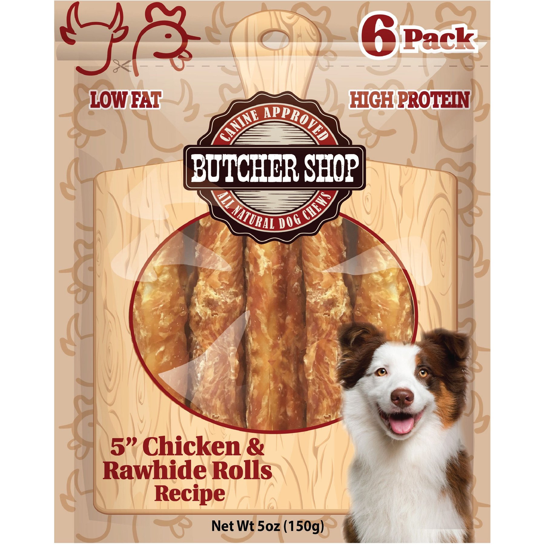 Butcher shop chicken hot sale and rawhide rolls