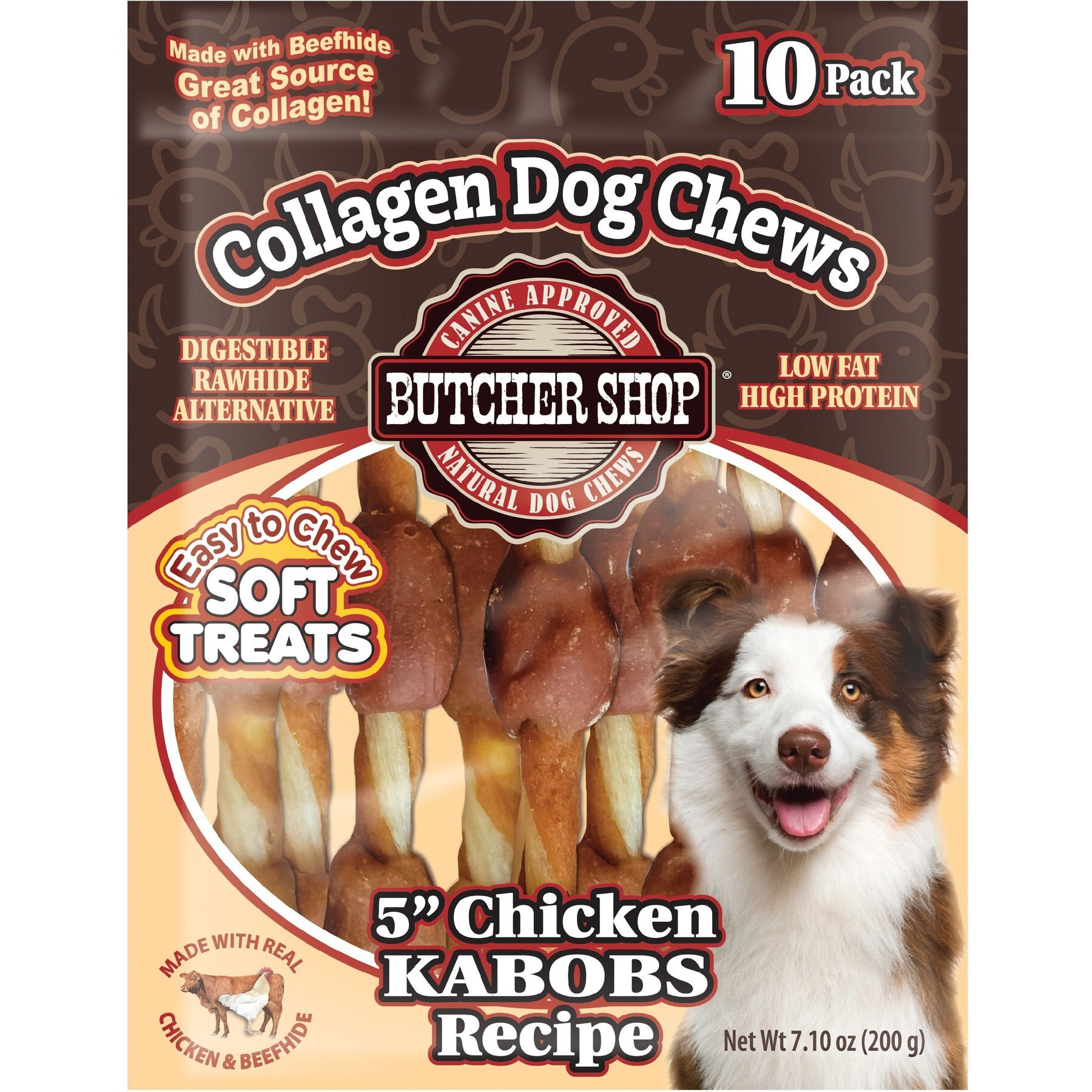 BUTCHER SHOP Collagen 5in Chicken Kabobs Recipe Dog Jerky Treat, 7.1