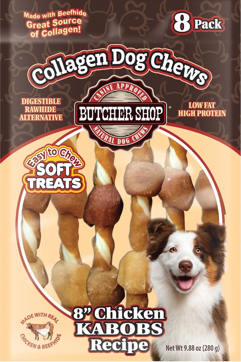 BUTCHER SHOP Collagen 8in Chicken Kabobs Recipe Dog Jerky Treat, 9.88