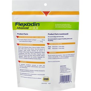 Vetoquinol Flexadin Advanced with UCII Collagen Soft Chews Joint Supplement for Dogs & Cats, 60 count