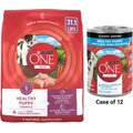 Purina ONE +Plus High Protein Healthy Puppy Formula Dry Food + Classic Ground Healthy Puppy Lamb & Long Grain Rice Entree Canned Dog Food