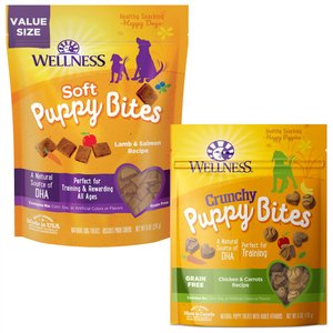 Wellness Soft Puppy Bites Lamb & Salmon Treats + Chicken & Carrots Recipe Dog Treats