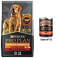 Purina Pro Plan Adult Shredded Blend Beef & Rice Formula Dry Food + Complete Essentials Beef & Rice Entree Wet Dog Food