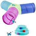 Frisco Foldable Play Tri-Tunnel + Butterfly Cat Tracks Cat Toy