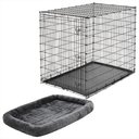 Frisco Heavy Duty Single Door Wire Dog Crate, XX-Large + MidWest Quiet Time Fleece Dog Crate Mat, Gray, 54-in