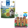 N-Bone Puppy Teething Sticks Chicken Flavor Treats + Nylabone Healthy Edibles Bacon, Roast Beef, & Turkey Puppy Starter Kit Dog Treats, 3 pack