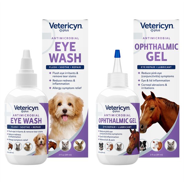 Vetericyn Plus Antimicrobial Eye Wash, 3-oz bottle +  Plus Antimicrobial Ophthalmic Pet Gel, 3-oz bottle slide 1 of 9