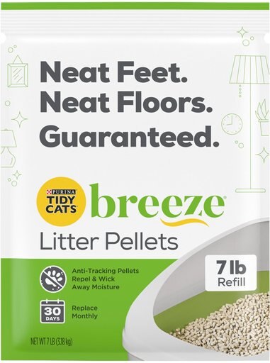 Tidy Cats Breeze Cat Litter Pellets Refill, 7-lb bag + Litter System Cat Pads, 10 pack