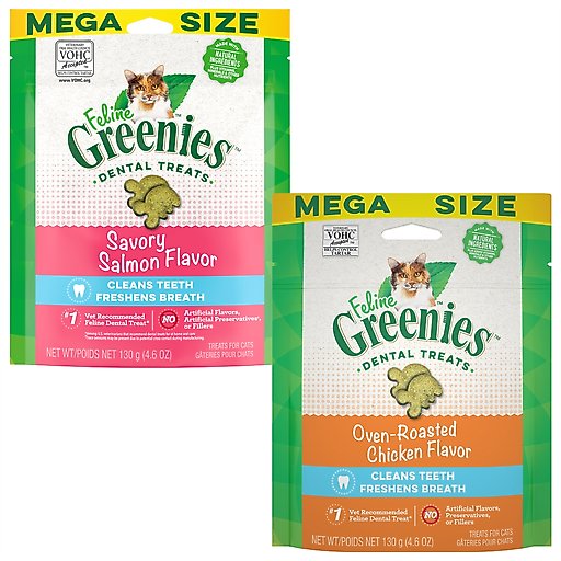Greenies Feline Oven Roasted Chicken + Feline Savory Salmon Dental Cat Treats