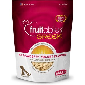 Fruitables Greek Strawberry Yogurt Flavor Crunchy Dog Treats, 7-oz bag