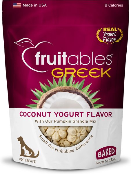 Fruitables Greek Coconut Yogurt Flavor Crunchy Dog Treats, 7-oz bag slide 1 of 8