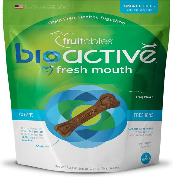 Fruitables BioActive Fresh Mouth Grain-Free Small Dental Dog Treats, 15 count slide 1 of 4