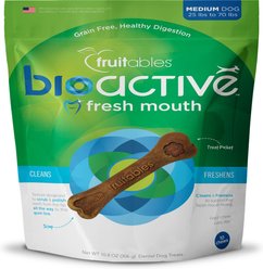 Fruitables BioActive Fresh Mouth Grain-Free Medium Dental Dog Treats, 10 count