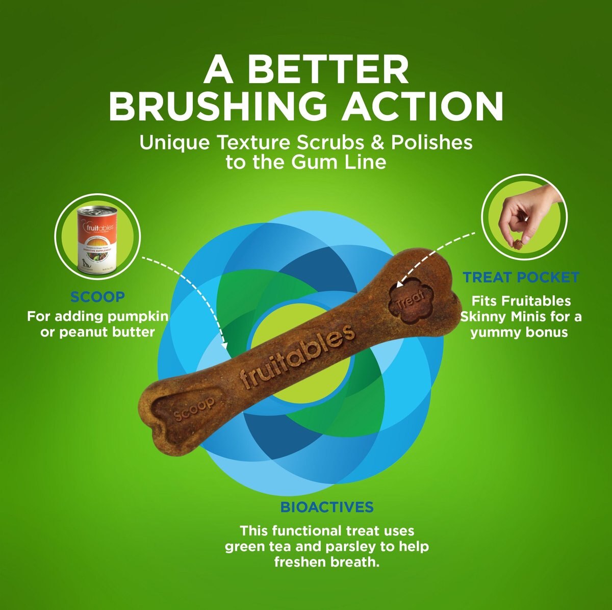 FRUITABLES BioActive Fresh Mouth GrainFree Medium Dental Dog Treats