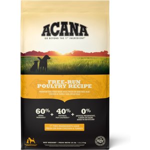 ACANA免费Run软盘免粒干狗食品25lb包