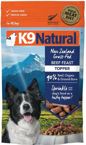K9 Natural Beef Feast Freeze-Dried Dog Food Topper, 5-oz bag slide 1 of 10