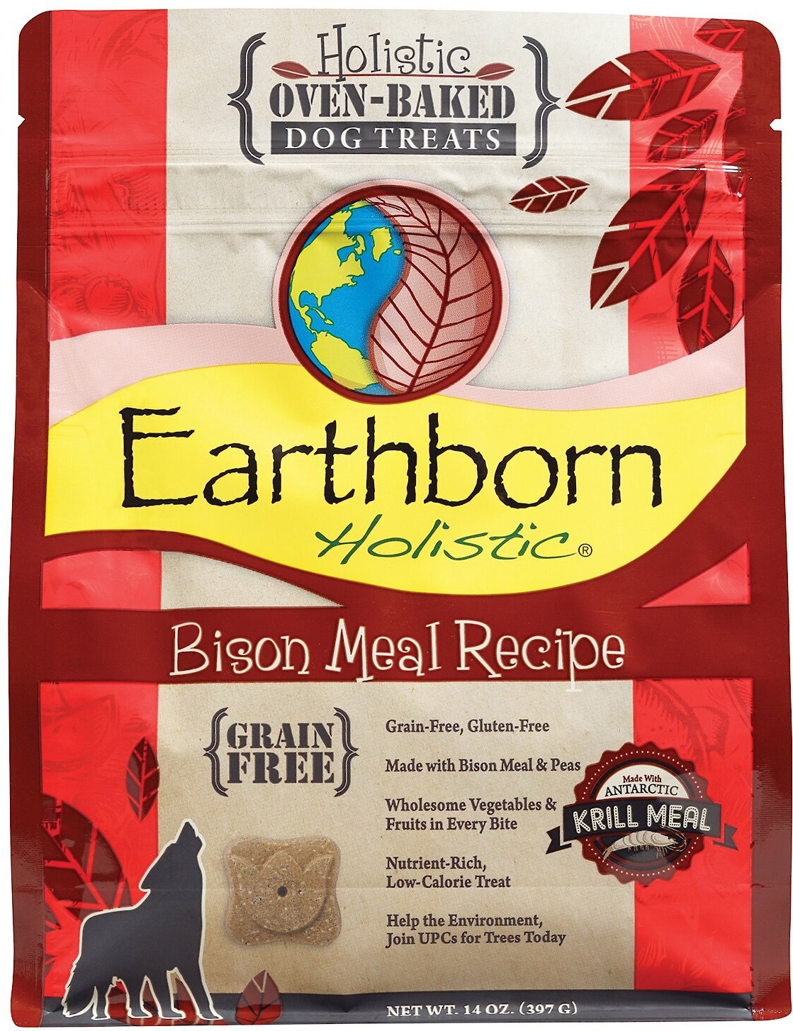 EARTHBORN HOLISTIC GrainFree Bison Meal Recipe Dog Treats, 14oz bag