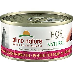 Almo Nature HQS Natural Chicken & Liver in Broth Grain-Free Canned Cat Food, 2.47-oz, case of 24