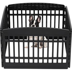 IRIS USA 4-8 Panel Dog Exercise Playpen with Door, 24-in, Black