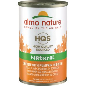 Almo Nature HQS Natural Chicken with Pumpkin in Broth Grain-Free Canned Cat Food, 4.94-oz, case of 24