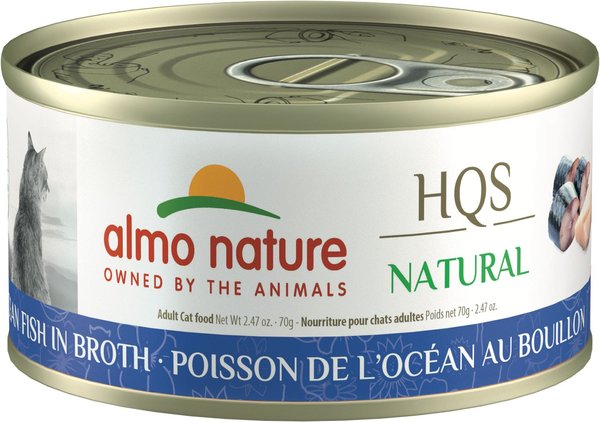 Almo Nature HQS Natural Ocean Fish in Broth Grain-Free Canned Cat Food, 2.47-oz, case of 24 slide 1 of 10