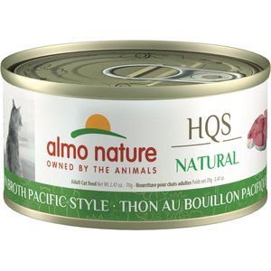 Almo Nature HQS Natural Tuna in Broth Pacific Style Grain-Free Canned Cat Food, 2.47-oz, case of 24