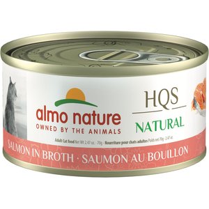 Almo Nature HQS Natural Salmon in Broth Grain-Free Canned Cat Food, 2.47-oz, case of 24