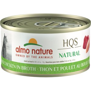 Almo Nature HQS Natural Tuna & Chicken in Broth Grain-Free Canned Cat Food, 2.47-oz, case of 24