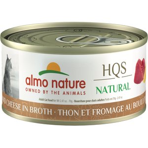 Almo Nature HQS Natural Tuna & Cheese in Broth Grain-Free Canned Cat Food, 2.47-oz, case of 24