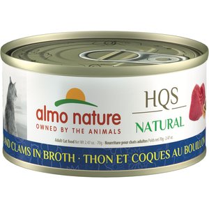 Almo Nature HQS Natural Tuna & Clams in Broth Grain-Free Canned Cat Food, 2.47-oz, case of 24