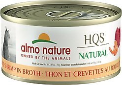 Almo Nature HQS Natural Tuna & Shrimp in Broth Grain-Free Canned Cat Food, 2.47-oz, case of 24
