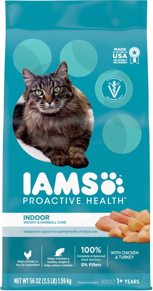 IAMS ProActive Health Indoor Weight & Hairball Care Adult Dry Cat Food ...