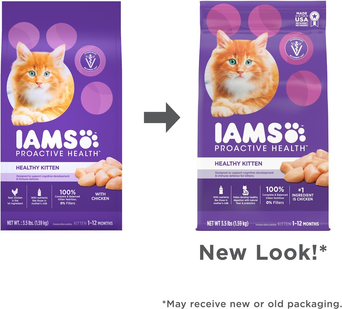 IAMS ProActive Health Kitten Dry Cat Food, 3.5-lb bag - Chewy.com