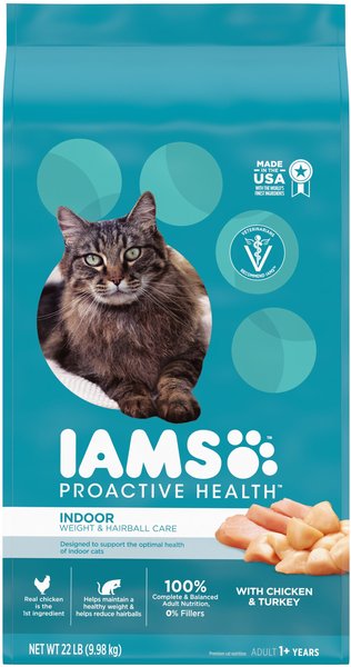 Iams ProActive Health Indoor Weight & Hairball Care Dry Cat Food, 22-lb bag slide 1 of 10