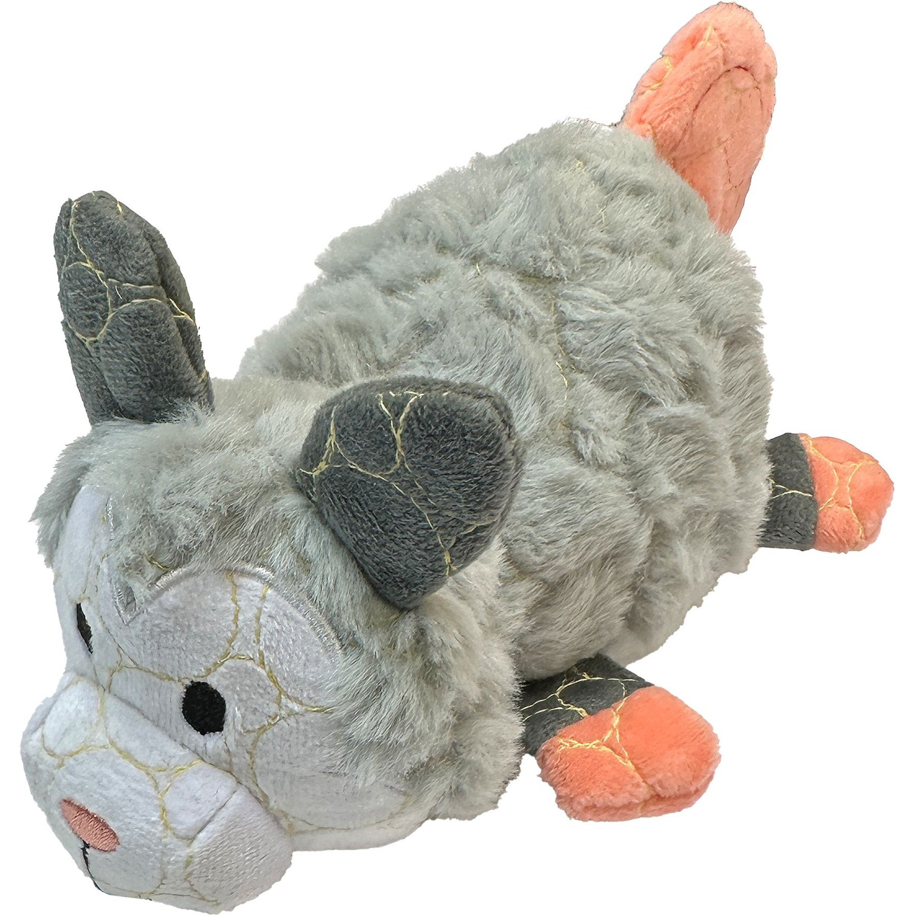 goDog Silent Squeak Crazy Hairs Elephant Dog Toy, Gray, Large