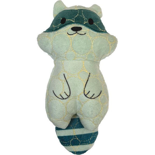 BITE FORCE Built with Kevlar Tough Plush Racoon Dog Toy, Grey