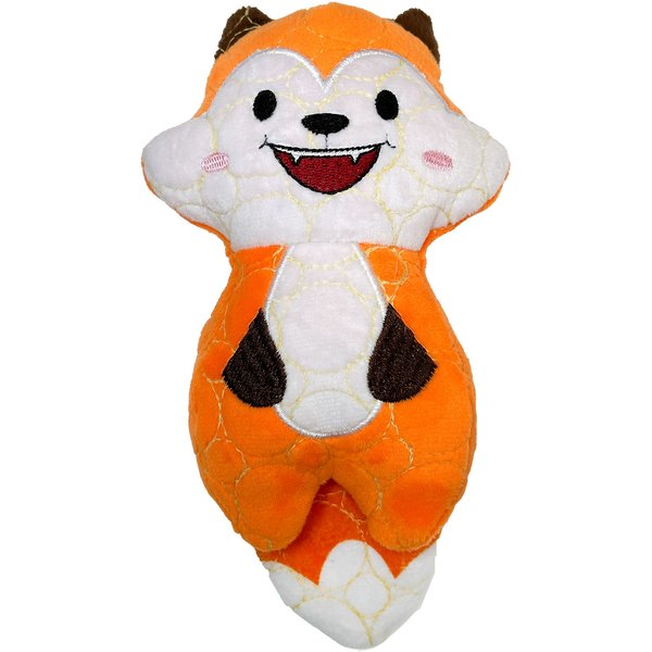 BITE FORCE Built with Kevlar Tough Plush Fox Dog Toy, Orange